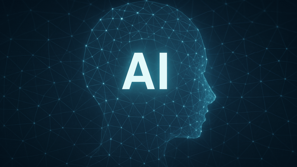 taustakuvassa on AI network ja kuvan on luonut ChatGPT