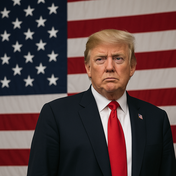 Kuvassa Donald Trump ja Yhdysvaltojen lippu.. Kuvan nimi teollisuuden työpaikat,