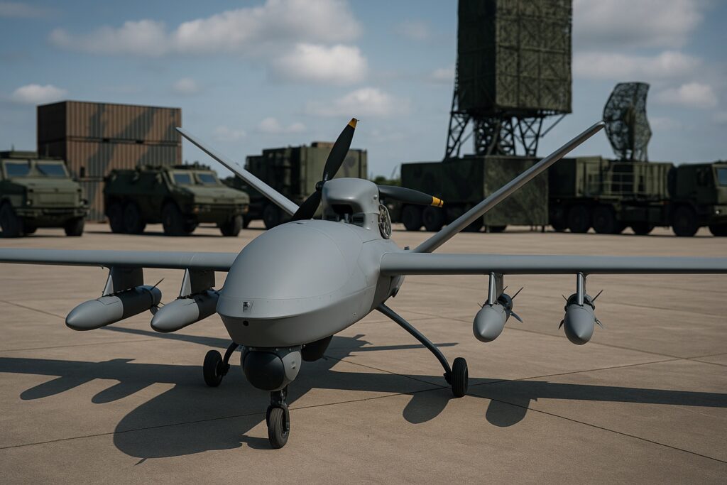 Puolustusteollisuus on kuvan nimi ja siinä on drone kuvassa.